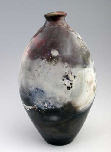 Pit fired ceramic vase