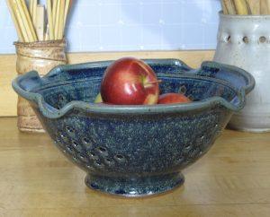 Blue glazed Colander
