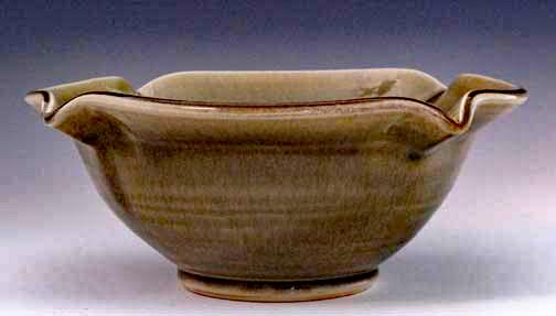 								 								 									Salt Glazed, Porcelain Floral Bowl with Celadon Glaze, OLS-WF-353		