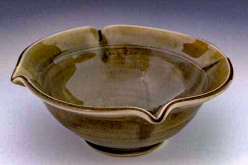 Salt Glazed, Porcelain Floral Bowl with Celadon Glaze, OLS-WF-353