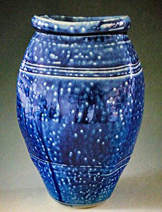 		Cobalt Wash, Salt Glazed Altered Vase, OLS-SG-232						 		
