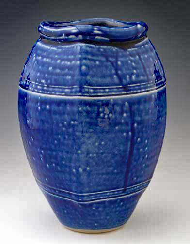 	Cobalt Wash, Salt Glazed Altered Vase, OLS-SG-359							 		