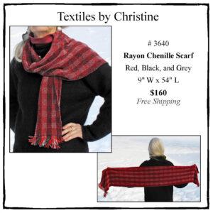 Handwoven Rayon Chenille Scarf #3640
