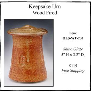 Wood Fired Shino Glazed Keepsake Urn, OLS-WF-232