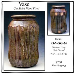 Salt Glazed Cut-Side Vase, 43-Vase-SG-54