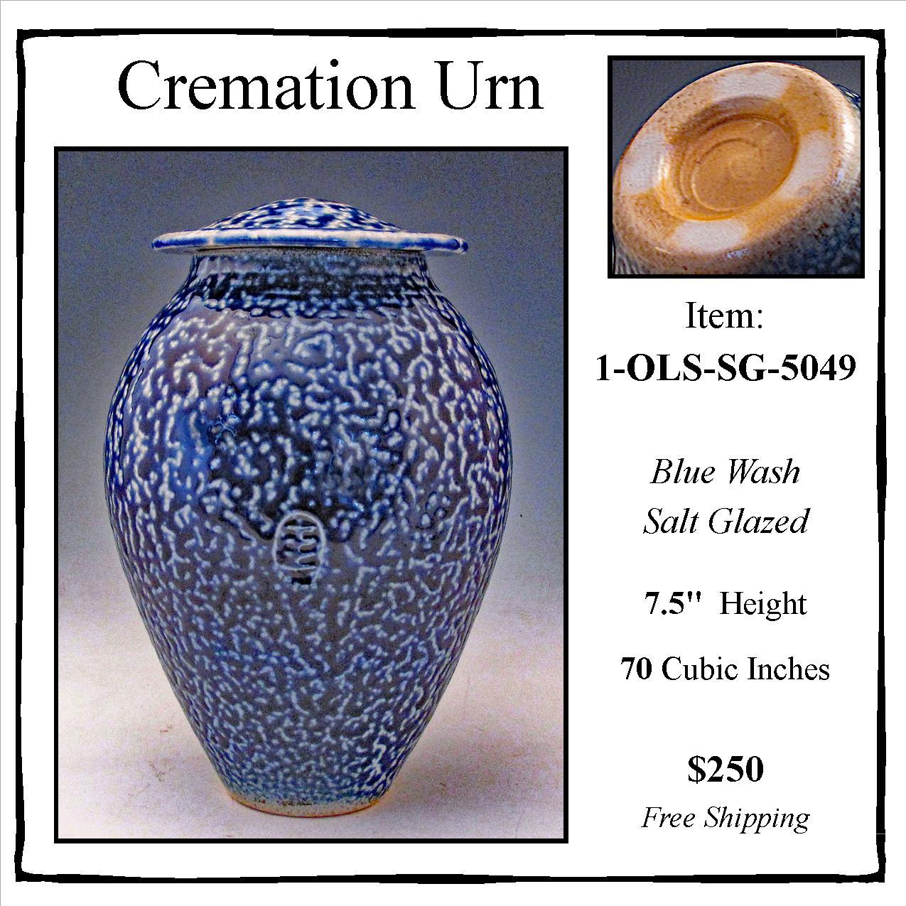 Blue Wash Salt Glazed Cobalt Cremation Urn – 1-SG-5049 Blue Wash Salt Glazed Cobalt Cremation Urn – 1-SG-5049