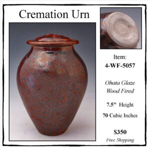 Ohata Glazed Wood Fired Cremation Urn, 4-WF-5057