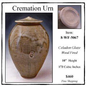 Wood Fired Celadon Glazed Cremation Urn - 8-WF-5067