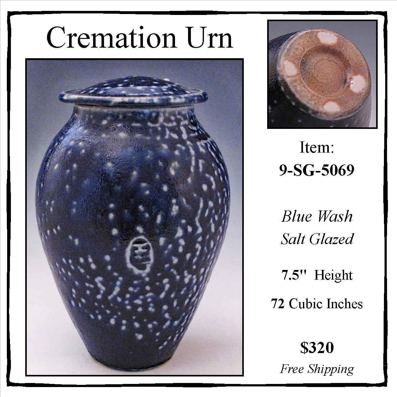 Salt Glazed Blue Wash Cremation Urn - 9-SG-5069 Salt Glazed Blue Wash Cremation Urn - 9-SG-5069
