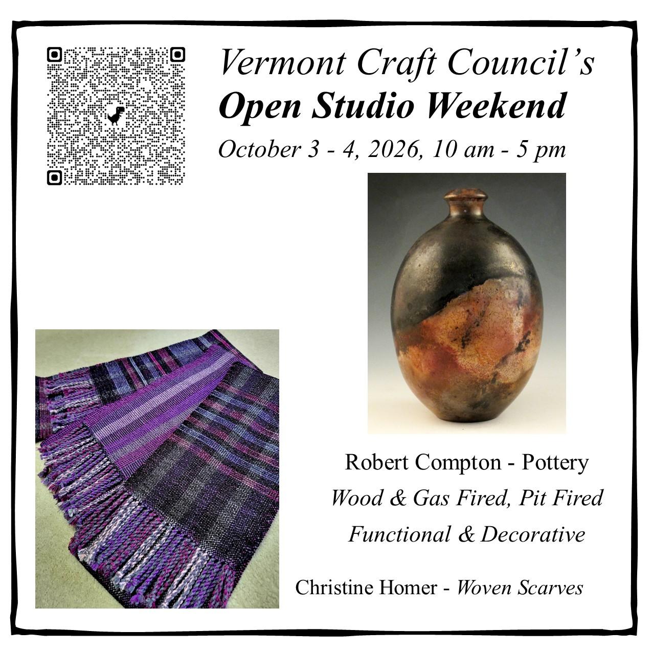 October 3 & 4, 2026, Open Studio Weekend. 